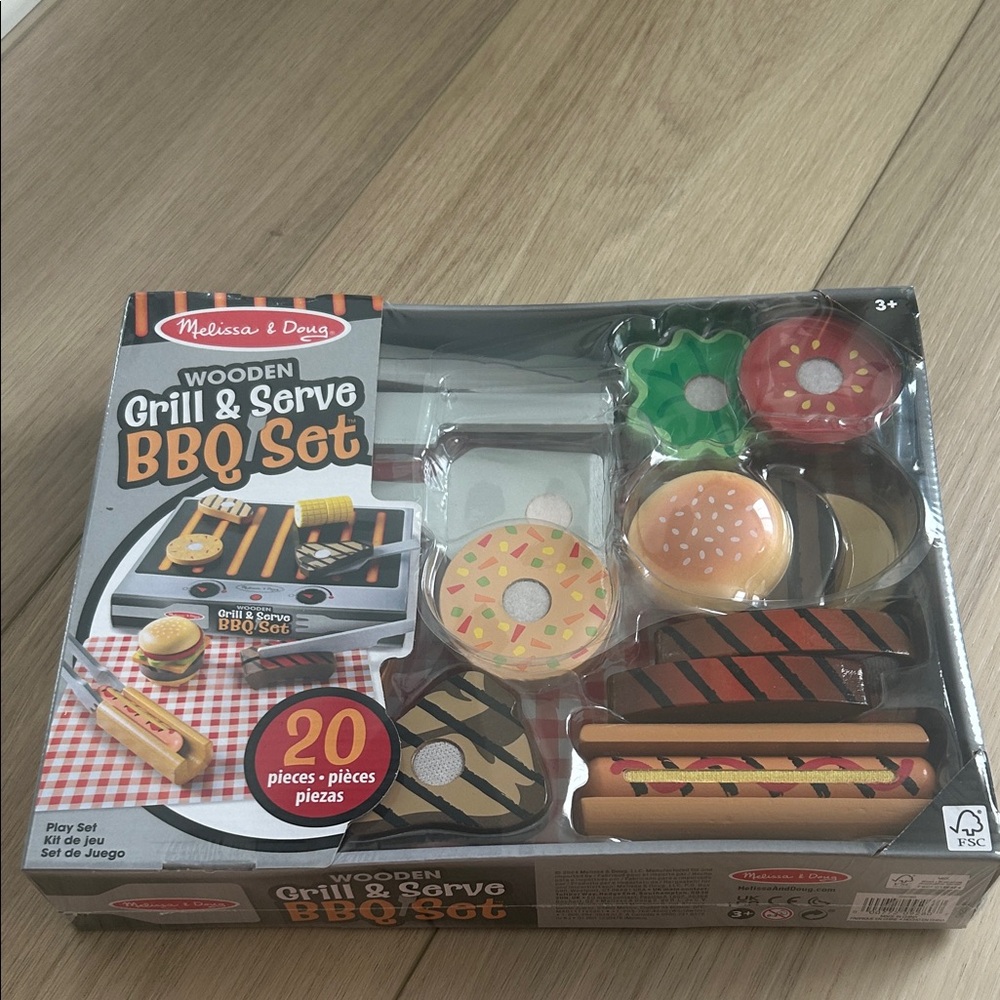 Melissa & Doug Wooden BBQ Set - Red, Green, Brown